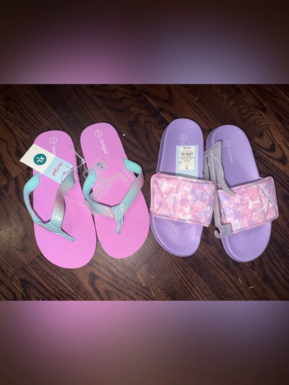 Two pairs girls size 6 sandals